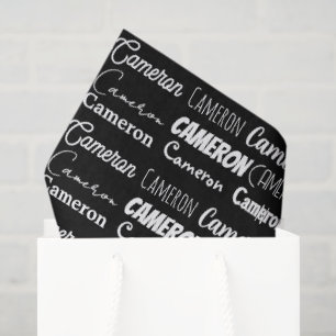 Cool Black White Birthday Personalized Name Tissue Paper