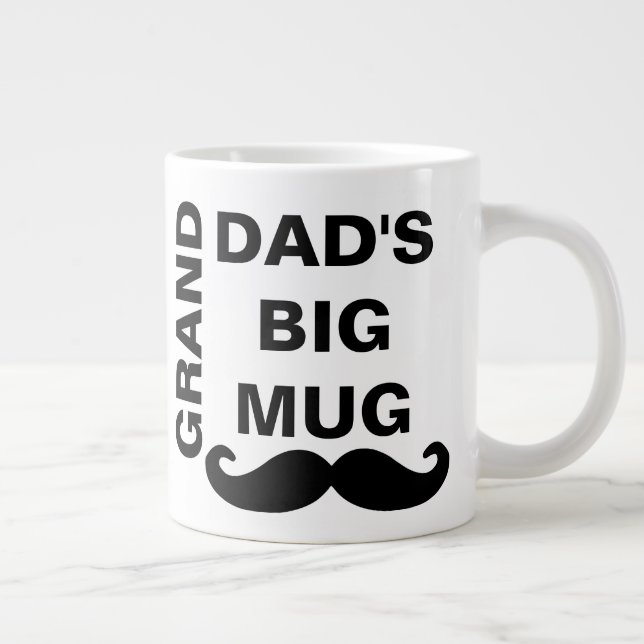 Cool Black & White Father's Day Grand Dad's Big Large Coffee Mug (Right)