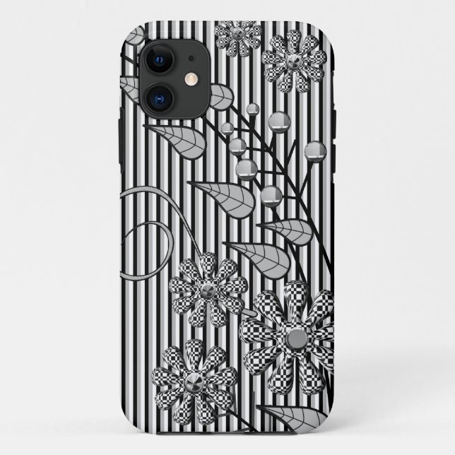 Cool Black & White floral / stripes iPhone 5 case (Back)