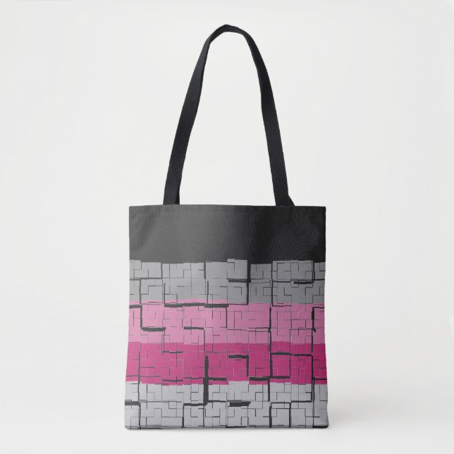 Cool Black White Grey Magenta Pink Pattern Tote Bag (Front)