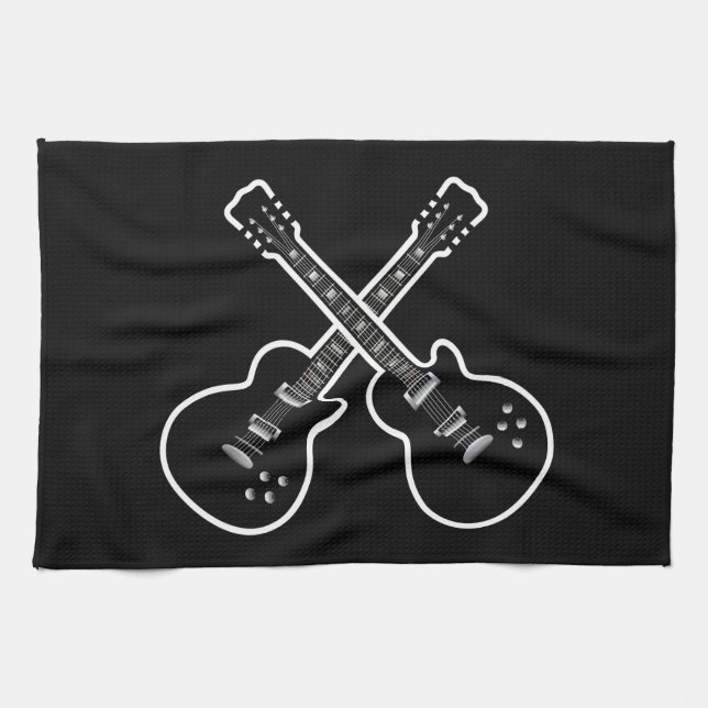 Cool Black & White Guitars Tea Towel (Horizontal)