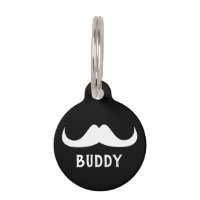 Cool Black White Handlebar moustache Custom name