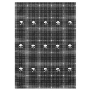 Cool Black & white plaid Skull  tablecloth