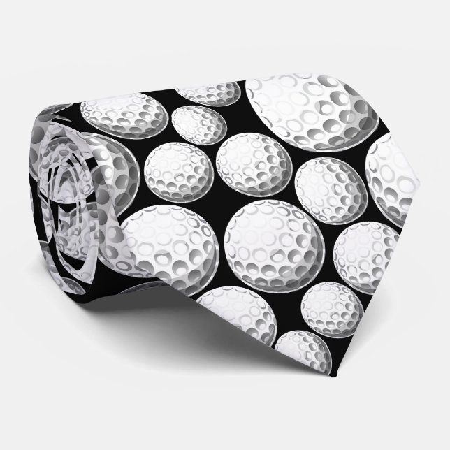 cool black white tiled golf lovers sports tie (Rolled)