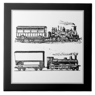 cool black white vintage train decor tile