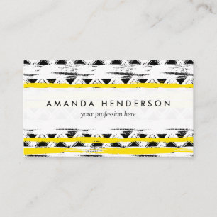 Cool Black White Yellow Stripes Tribal Pattern Business Card