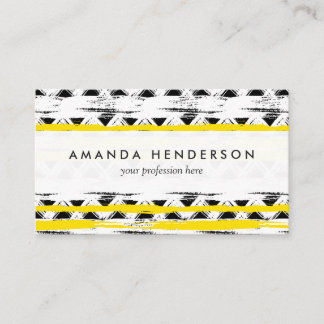 Cool Black White Yellow Stripes Tribal Pattern Business Card