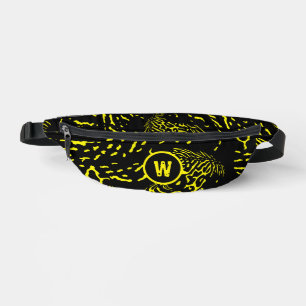 Cool Black Yellow Tiger Wild Animal Print Monogram Bum Bags