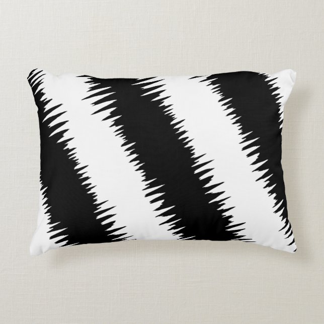 Cool Black Zigzag Striped Pattern Decorative Cushion (Front)