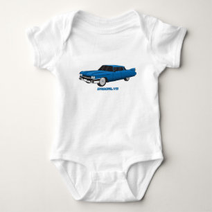 Cool blue 1959 classic car  baby bodysuit