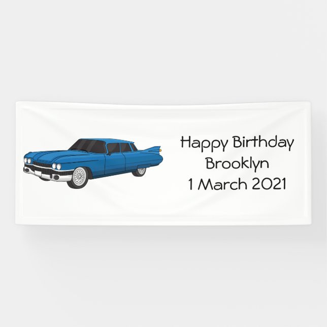 Cool blue 1959 classic car banner (Horizontal)