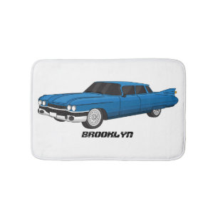 Cool blue 1959 classic car bath mat