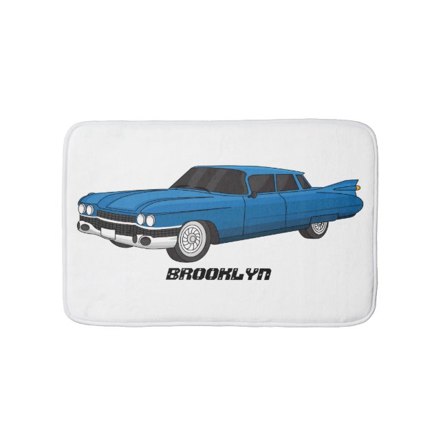 Cool blue 1959 classic car  bath mat (Front)