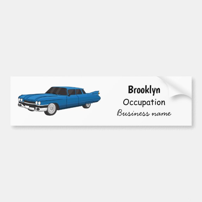 Cool blue 1959 classic car bumper sticker (Front)