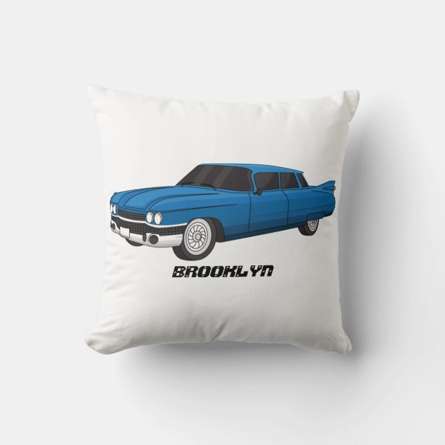 Cool blue 1959 classic car cushion (Front)