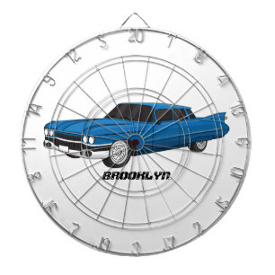 Cool blue 1959 classic car dartboard