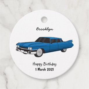 Cool blue 1959 classic car favour tags
