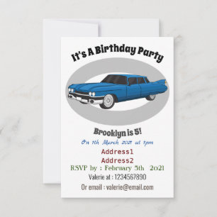 Cool blue 1959 classic car invitation