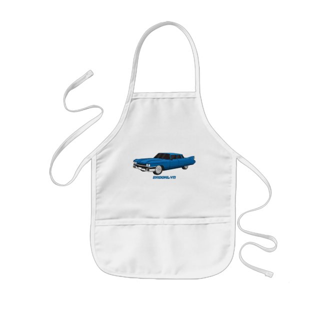 Cool blue 1959 classic car kids apron (Front)
