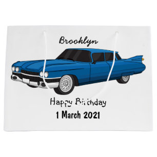Cool blue 1959 classic car  large gift bag