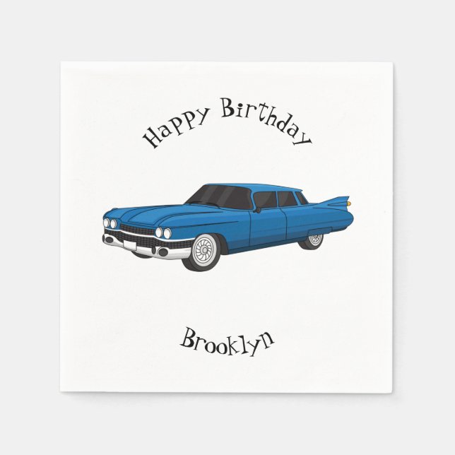 Cool blue 1959 classic car napkin (Front)