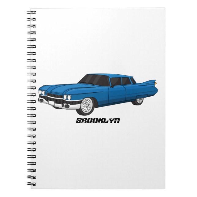 Cool blue 1959 classic car  notebook (Front)