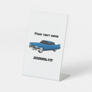 Cool blue 1959 classic car pedestal sign