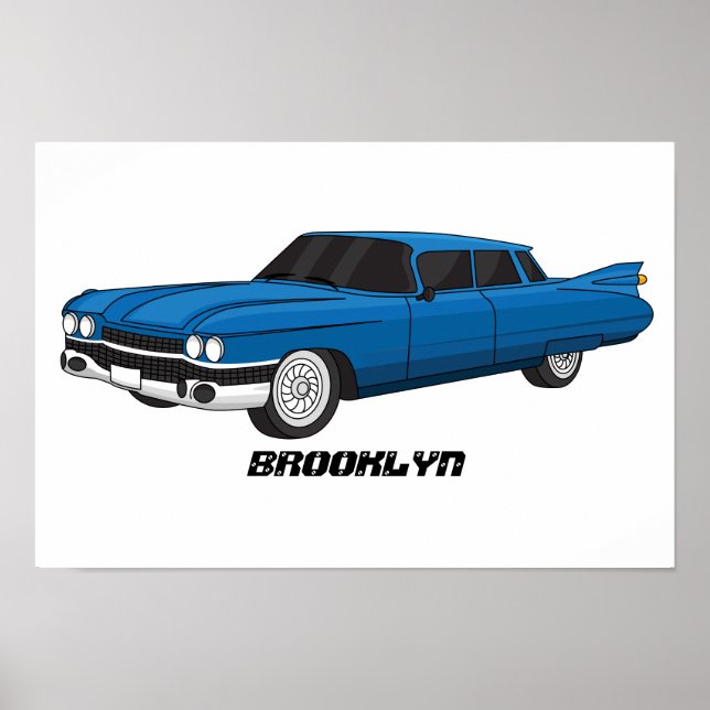 Cool blue 1959 classic car poster (Front)