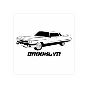 Cool blue 1959 classic car rubber stamp