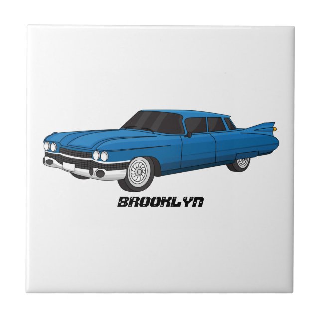 Cool blue 1959 classic car tile (Front)