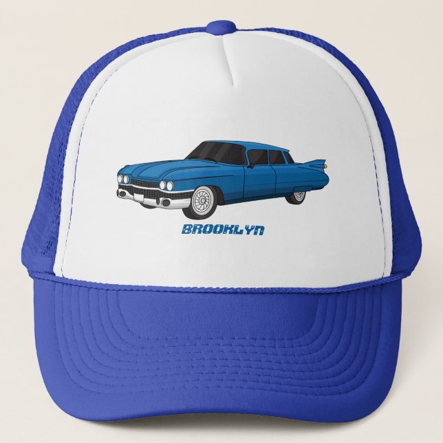 Cool blue 1959 classic car  trucker hat (Front)