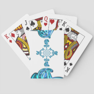 Cool Blue Action Text design Customise Product Playing Cards