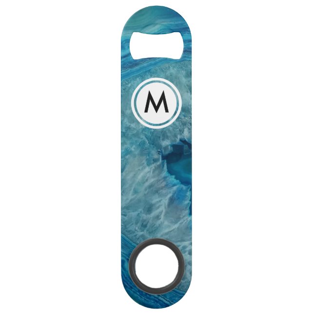 Cool Blue Agate Pattern with Monogram (Front)