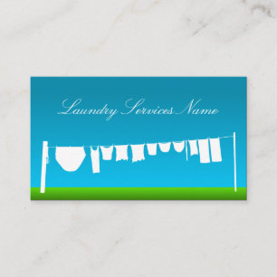 Cool Blue and Green Laundry Services Business Card