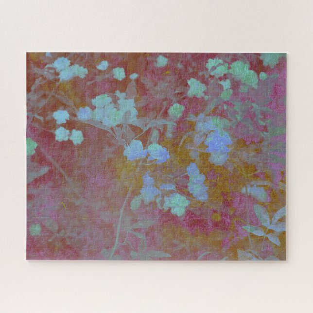 Cool blue and pink art of floral / flower pattern jigsaw puzzle (Horizontal)