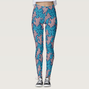 Cool Blue And Pink Corals Ocean Aquatic Pattern Leggings