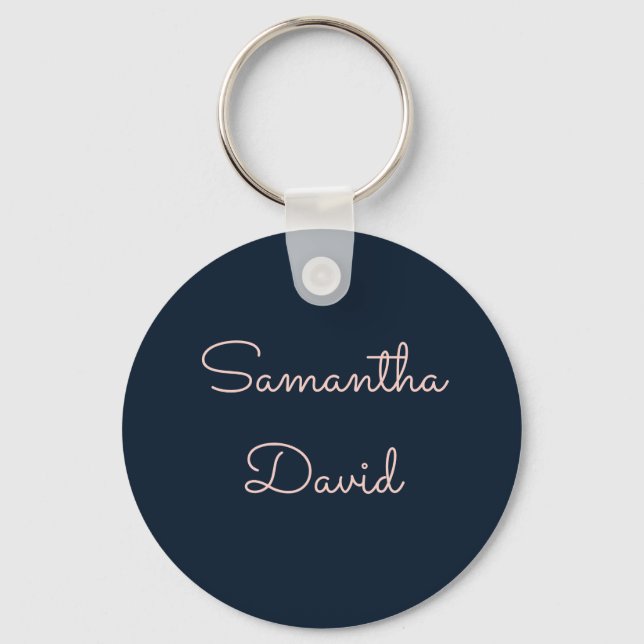 Cool Blue and Pink custom name Key Ring (Front)