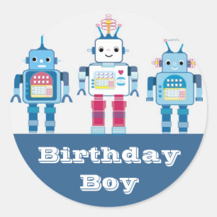 Cool Blue and Red Robots Novelty Gifts Classic Round Sticker