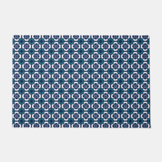Cool Blue and White Mosaic Pattern Doormat