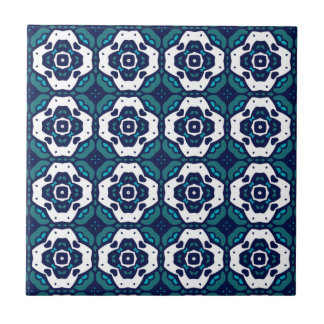 Cool Blue and White Mosaic Pattern Tile