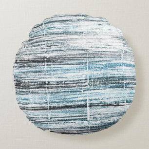 Cool blue art round cushion