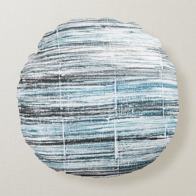 Cool blue art round cushion (Front)