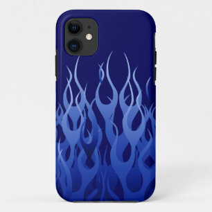 Cool Blue Automotive Racing Flames iPhone 11 Case