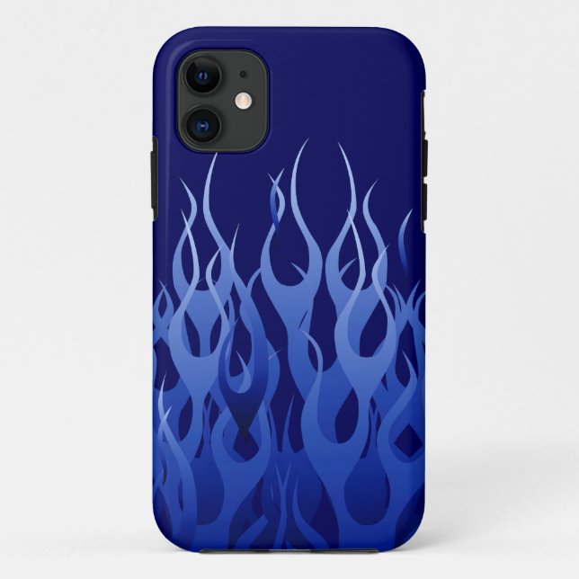 Cool Blue Automotive Racing Flames Case-Mate iPhone Case (Back)