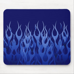 Cool Blue Automotive Racing Flames Mouse Mat