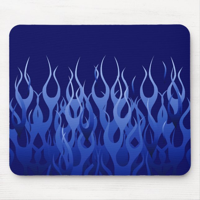 Cool Blue Automotive Racing Flames Mouse Mat (Front)