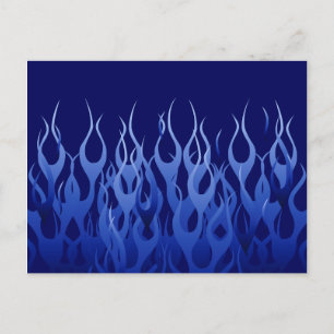 Cool Blue Automotive Racing Flames Postcard