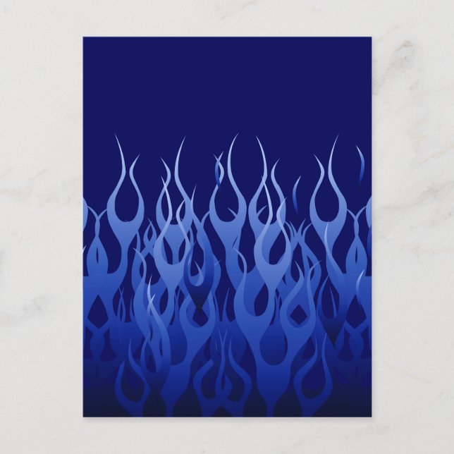 Cool Blue Automotive Racing Flames Postcard (Front)