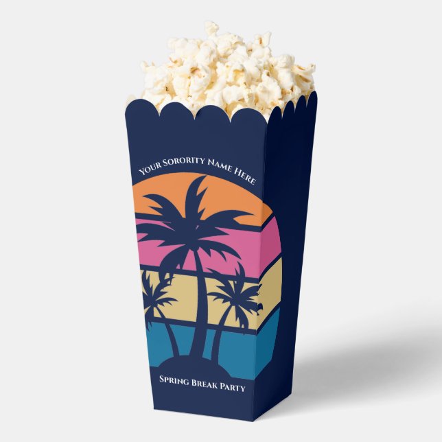 Cool Blue Beach Party Palm Trees Popcorn Favour Box (Popped)