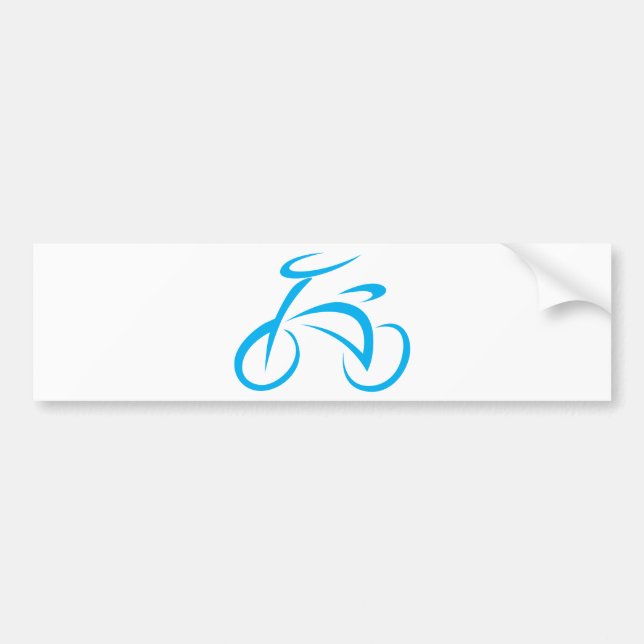 Cool Blue Bicycle Biking Logo Bumper Sticker (Front)